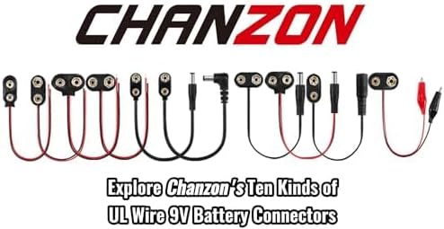 CHANZON UL Wires Battery 9v Alligator Clips Battery Snap in Connector,5 Pcs Plastics T-Type for Arduino LED Strip