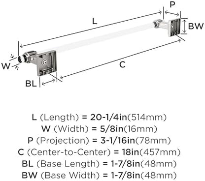 Amerock Glacio 18" Clear/Polished Nickel Towel Bar