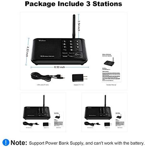 Wuloo Intercoms Wireless for Home 5280 Feet Range 10 Channel 3 Code, Wireless