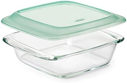 OXO Good Grips Freezer-to-Oven Safe 3 Qt Glass Baking Dish with Lid, 9 x 13,Clear,9 x 13 & Good Grips Freezer-to-Oven Safe 2 Qt Glass Baking Dish with Lid,Clear,8 x 8