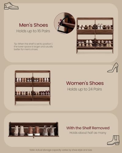 VASAGLE Narrow Shoe Storage Cabinet Organizer with 4 Flip Drawers