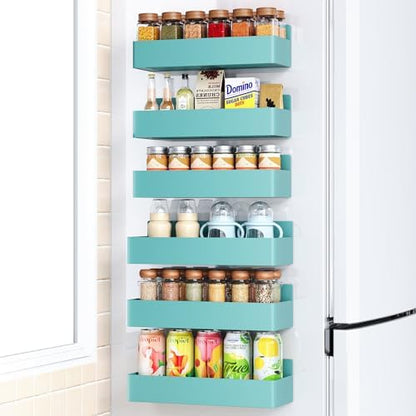 Mystozer Magnetic Spice Rack for Refrigerator Blue, 6 Pack