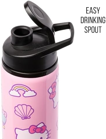 Silver Buffalo Sanrio Hello Kitty Vibes, Stainless Steel Water Bottle, 25oz