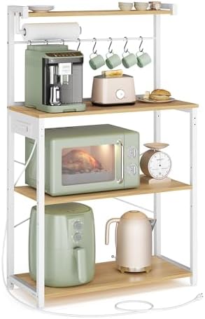 VASAGLE 4-Tier Kitchen Bakers Rack with Power Outlet, 31.5-Inch Wide
