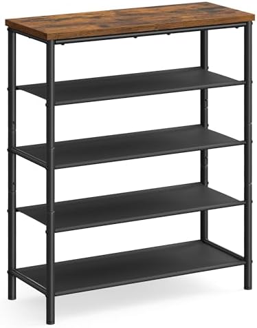 VASAGLE 5-Tier Shoe Rack, 12-16 Pairs, Steel Frame