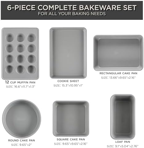 Country Kitchen Nonstick Stackable Bakeware Set - Durable, Easy Release Baking Set, Cream, 6 Pcs