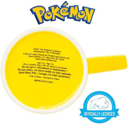 Silver Buffalo Pokemon Pikachu with Lightening Bolt 3D Sculpted Handle Ceramic Mug, 20 Ounces