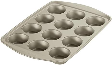Rachael Ray Nonstick Bakeware Set without Grips includes Nonstick Baking Pan with Lid and Muffin Pan / Cupcake Pan - 3 Piece, Silver