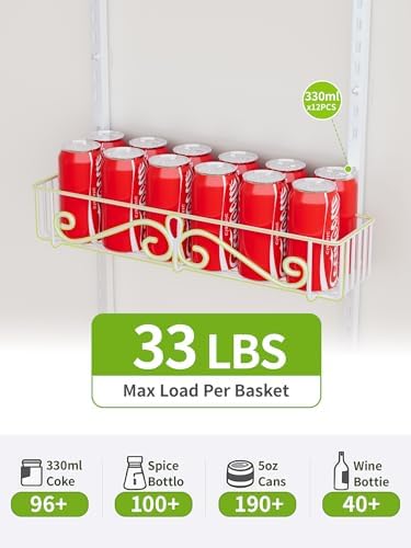 8-Tier Over Door Pantry Organizer, Adjustable Metal Hanging Storage Rack for Kitchen Pantry, White