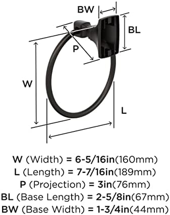 Amerock BH36012ORB | Oil Rubbed Bronze Towel Ring | 7-7/16 inch (189 mm) Width Towel Holder | Highland Ridge | Hand Towel Holder for Bathroom Wall | Small Kitchen | Bath Accessories