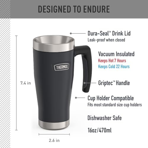 THERMOS ICON SERIES, Stainless Steel Mug, Granite, 16 oz, (Pack of 4)