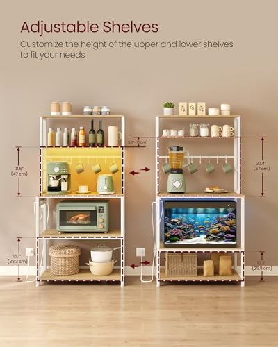 VASAGLE Coffee Bar with LED Lights, 31.5 Inches Bakers Rack