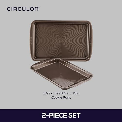 Circulon Bakeware Nonstick Cookie Pan Set, Cookie Sheets for Baking, 2-Pieces, Chocolate Brown