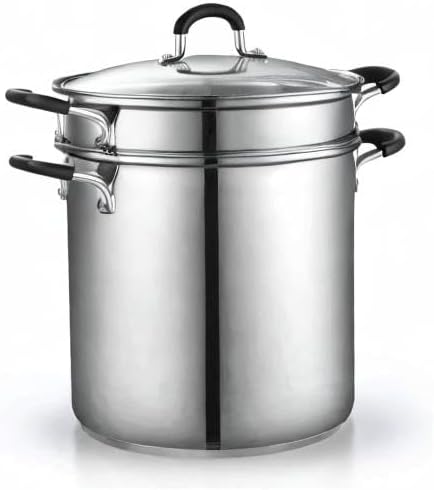 Cook N Home 4-Piece Stainless Steel Pasta Cooker Steamer Multipots, 12 Quart