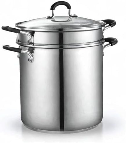 Cook N Home 4-Piece Stainless Steel Pasta Cooker Steamer Multipots, 12 Quart