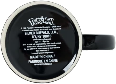 Silver Buffalo Pokémon Ghost Type Floral Badge Foil, Ceramic Mug, 20oz