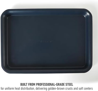 Calphalon Legacy 3-Piece Cookie Sheet Set, Cookie Baking Sheet, Metal Baking Sheet, 3 Pieces Nonstick Baking Sheets 18 15 13 Inch, Navy Blue, PFOA-Free for Even Baking, Oven Safe for Baking