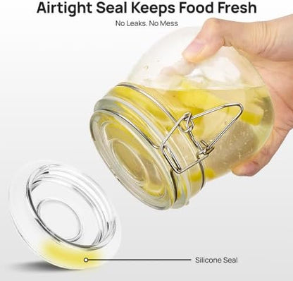 Vtopmart 16oz Glass Food Storage Jars with Airtight Clamp Lids, 3 Pack