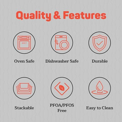 Emporio Kitchen Baking Pan Set - Nonstick Coating, Carbon Steel Bakeware Set with White Silicone Handle, PFOA, PFOS, PTFE Free, Recipe Booklet Included, Oven Safe Tray (Up To 450° F), Set of 8 - White