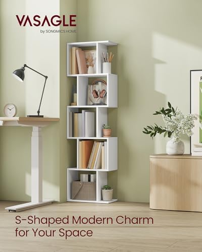 VASAGLE 5-Tier Bookcase, Open Storage, 15.7 x 9.4 x 62.8 Inches