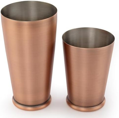 Barfly Cocktail Shaker Set with Weighted Bottom, Deluxe 18 and 28 oz, Antique Copper