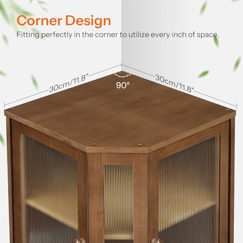 HOOBRO Bread Box, Bamboo Bread Box for Kitchen Countertop, 2-Tier Corner Bread Box, Large Capacity Bread Bin, Food Storage Box, Bread Storage Container for Kitchen, Dining Room, Brown BR12MB01