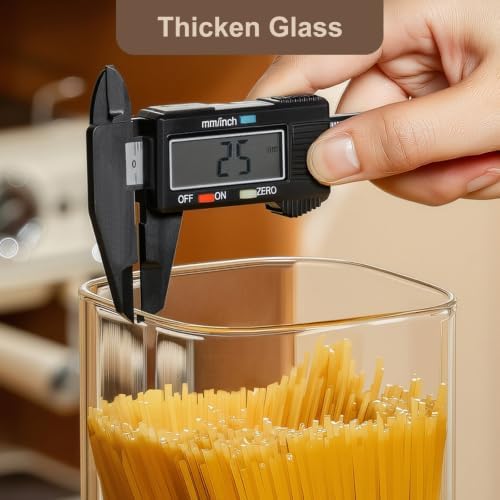 3Pack Square Glass Pasta Storage Containers Walnut Wood Lid 70oz+132 Labels