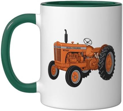 Vintage Allis-Chalmers WD 45 Classic Tractor Ceramic Mug, Dark Green/White, 11oz