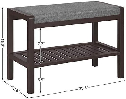 SONGMICS Shoe Rack Bench, Padded Seat, Storage Shelf, Holds Up to 350 lb