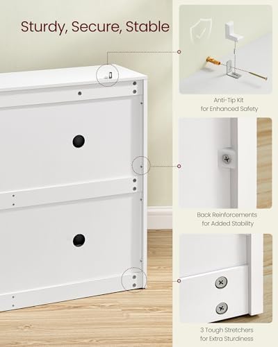 VASAGLE Shoe Cabinet with 4 Flip Doors, for 16-28 Pairs of Shoes