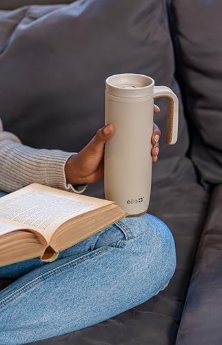 Ello Magnet 18oz Insulated Stainless Steel Travel Mug with Handle, Limestone, 18 Ounces (Pack of 6)