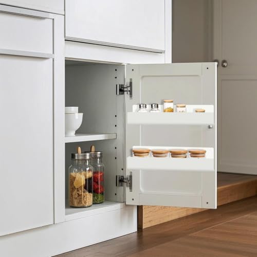 12 Inch Acrylic Spice Rack Wall Mount, White, 2 Pack