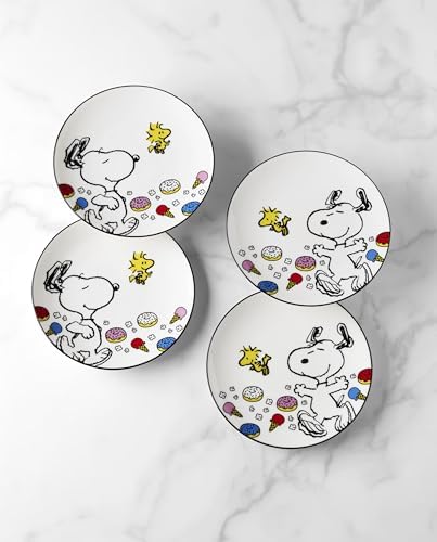 Lenox Chef Snoopy 4-Piece Accent Plates, Appetizer Plate Set for 4