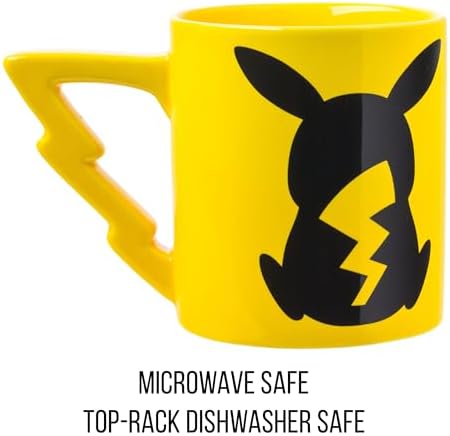 Silver Buffalo Pokemon Pikachu with Lightening Bolt 3D Sculpted Handle Ceramic Mug, 20 Ounces