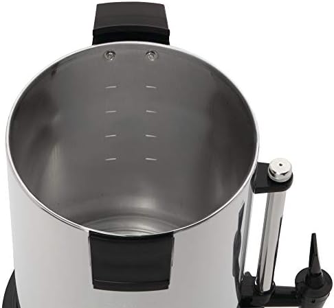 West Bend Commercial Coffee Urn Highly-Polished Aluminum Features Automatic Temperature Control Large Capacity with Quick Brewing Smooth Prep and Easy Clean Up NSF Approved, 55-Cup, Silver