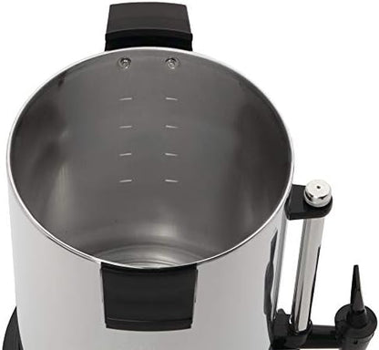 West Bend Commercial Coffee Urn Highly-Polished Aluminum Features Automatic Temperature Control Large Capacity with Quick Brewing Smooth Prep and Easy Clean Up NSF Approved, 55-Cup, Silver
