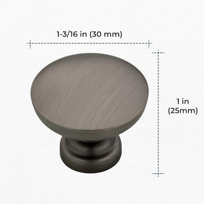 Franklin Brass - Fulton Heirloom Silver Round Cabinet Knobs 1-3/16" Easy Install, Durable Hardware for Drawers, Dresser, Kitchen Cabinet Doors, and Furniture (10-Pack)