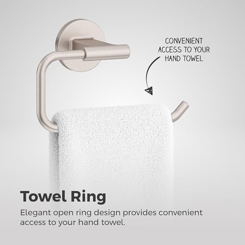 Pfister Capistrano Wall-Mounted Bathroom Hand Towel Ring Holder with Spot Defense Brushed Nickel Finish, Concealed Screw Installation and Premium Metal Construction BRBCSO0GS