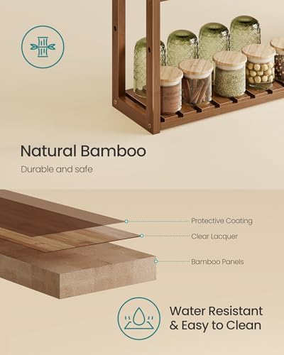 SONGMICS Bamboo Bathroom Shelf, 3-Tier Adjustable Plants Rack