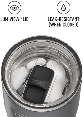 THERMOS ICON SERIES Stainless Steel Cold Tumbler with Slide Lock, 24 Ounce, Granite