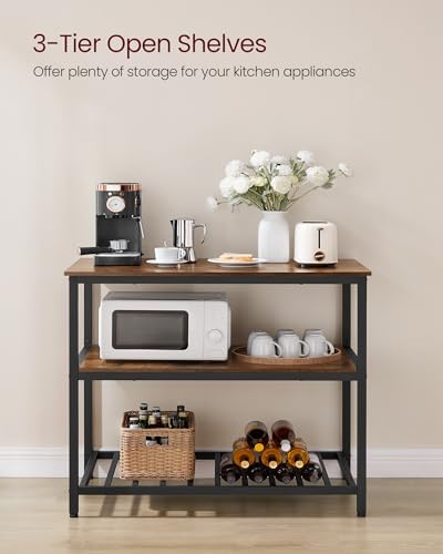 VASAGLE Kitchen Island with 3 Shelves, Storage Cabinet, Steel Structure