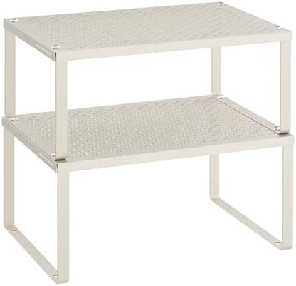 SONGMICS Set of 2 Metal Spice Racks, Stackable Expandable Shelf Risers