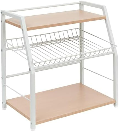 Kitchen Countertop Organizer, 3 Tiers Snack Organizer Wooden Candy Display Stand Coffee Station Organizer, Counter Storage for Soda Cans Condiment Tea, for Pantry Office (White)