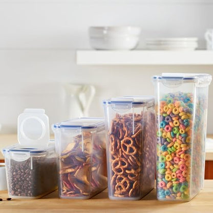 LocknLock Easy Essentials Pantry Food Storage Container Set/Food Storage Bin Set, Rectangular, BPA-free/Dishwasher Safe, 4 Piece - Clear