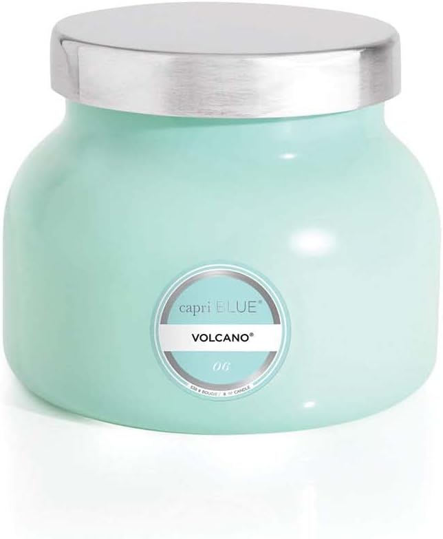 Capri Blue Volcano Scented Candles - Luxury Glass Jar Candles for Home Scented with Tropical Fruit & Sugared Citrus - Soy Wax Blend - Capri Blue Volcano - Aqua Color (8 oz)