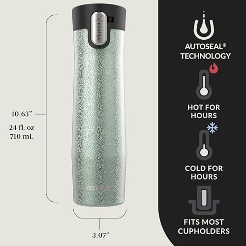 Contigo AUTOSEAL West Loop Vacuum-Insulated Stainless Steel Travel Mug with Easy-Clean Lid 24 oz Crystal Agave