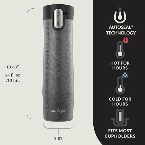 Contigo® AUTOSEAL® West Loop Vacuum-Insulated Stainless Steel Travel Mug with Easy-Clean Lid, 24 oz, Crystal Sake