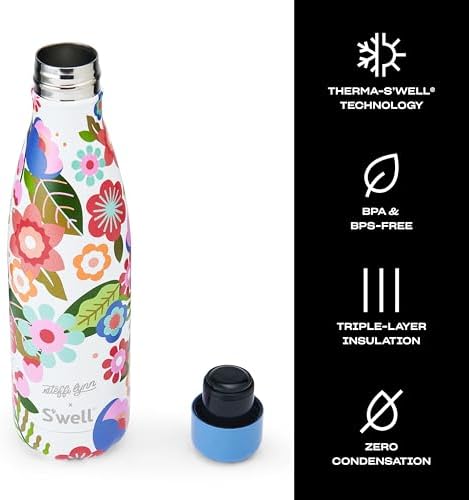 S'well Stainless Steel Water Bottle, Steffi Lynn x S'well, Triple Layered Vacuum Insulated Containers Keeps Drinks Cold for 36 Hours and Hot for 18, BPA Free, Perfect for On the Go, 17 Ounce