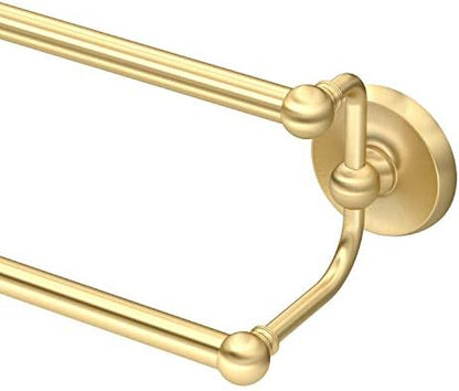 Gatco 5054 Designer II Double Towel Bar, Wall-Mounted Bathroom Towel Holder, 24" Length, Brushed Brass Finish