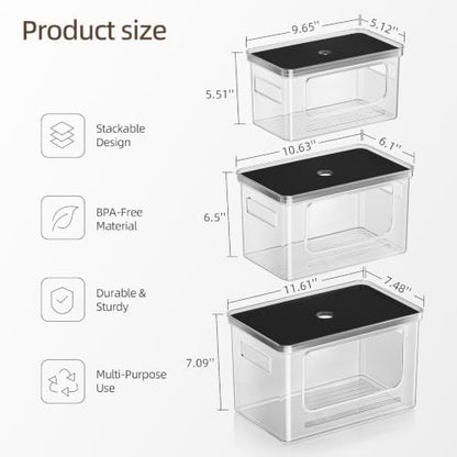 Plastic Trash Bag Holder Dispenser,Under Sink Organizer,Black lid,Set of 3